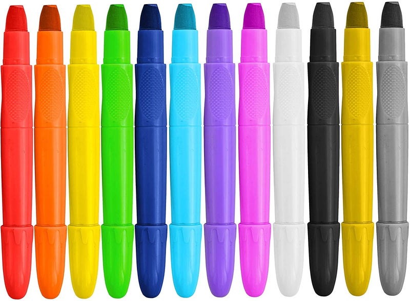Milcraft Face Paint Crayons - 12 Vibrant Colors Twistable & Washable Face Paint Sticks - Face Painting Kit for Party, Halloween, Belly Painting Kit Pregnancy, Makeup Body Paints for Adults - Image 1